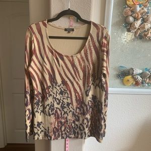 NWOT TALIA ANIMAL PRINT BLOUSE SIZE L